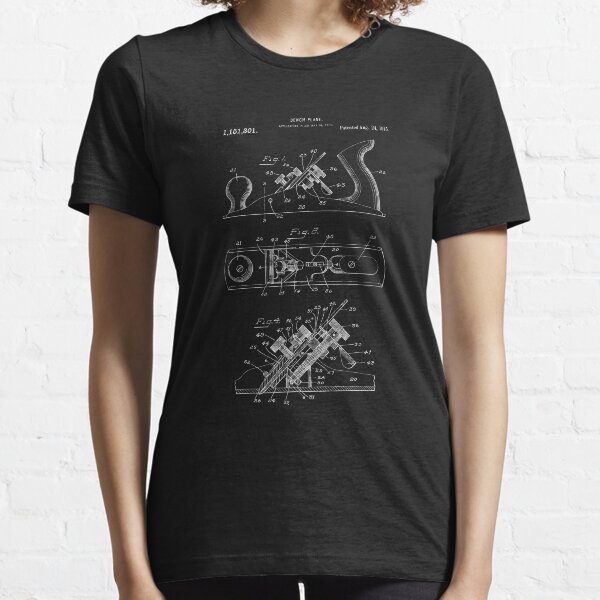 Vintage Hand Wood Plane Blueprint Shirt - Carpentry Tools Essential T-Shirt