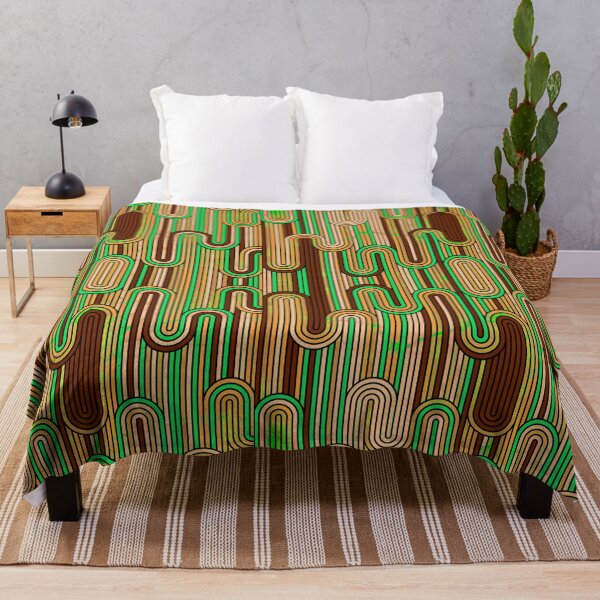 Item preview, Retro Wavy Stripes - Green & Brown designed and sold by SilverPegasus.