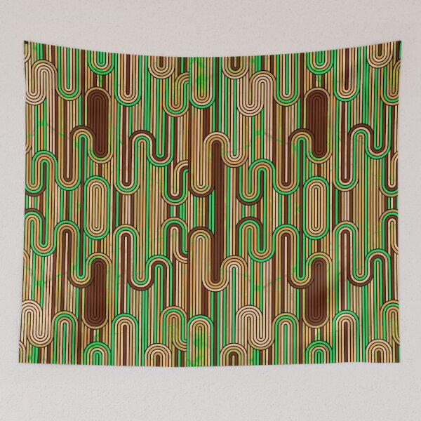 Item preview, Retro Wavy Stripes - Green & Brown designed and sold by SilverPegasus.
