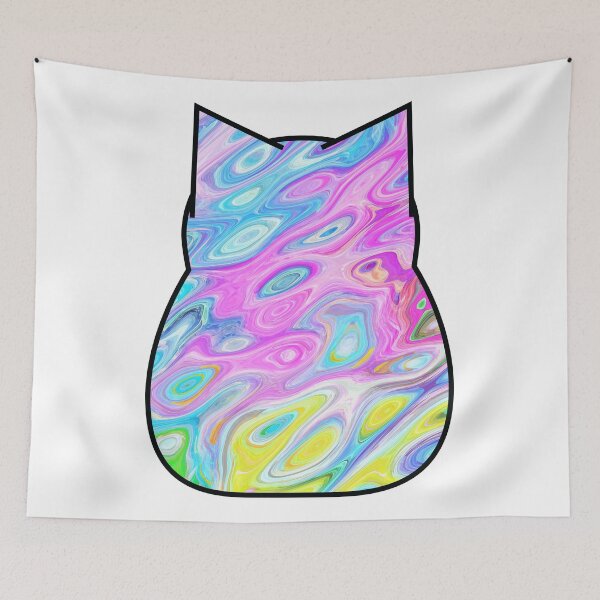 Aperçu de l'œuvre Fat Cat - Rainbow Ripples créée et vendue par ArtistAriana.