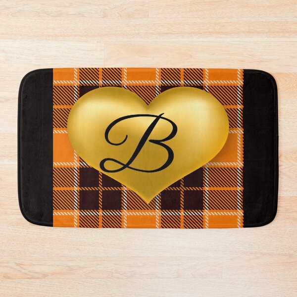 Item preview, Abstract Warm Plaid-Puff Gold Heart with Initial-B designed and sold by SunMoonBeyond.