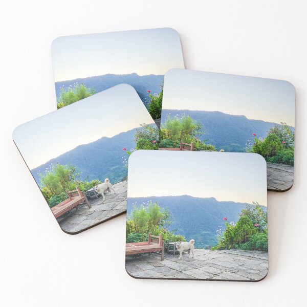 Item preview, A cute dog in front of snowy mountains  designed and sold by FCEalin.