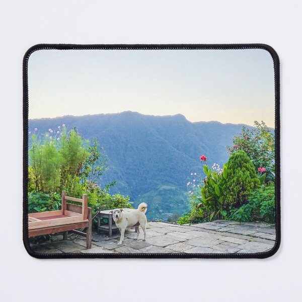 Item preview, A cute dog in front of snowy mountains designed and sold by FCEalin.