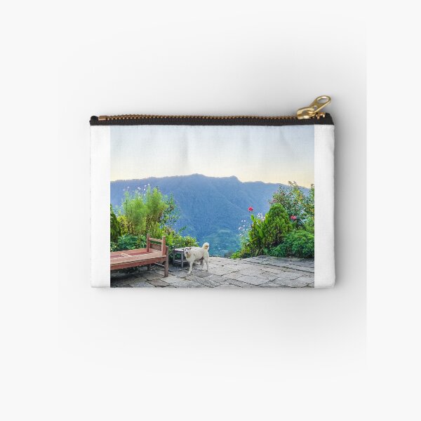 Item preview, A cute dog in front of snowy mountains  designed and sold by FCEalin.