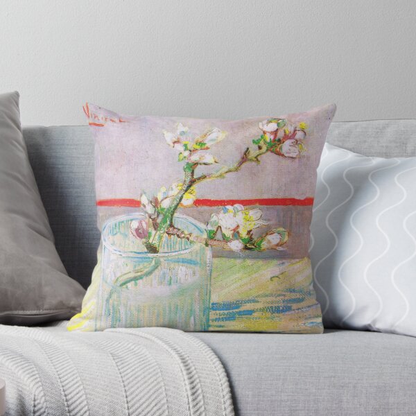 Vincent Van Gogh - Blossoming Almond Branch in a Glass Throw Pillow