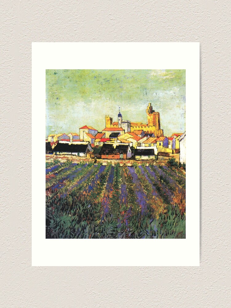 Van Gogh - View of Saintes-Maries - lavender fields