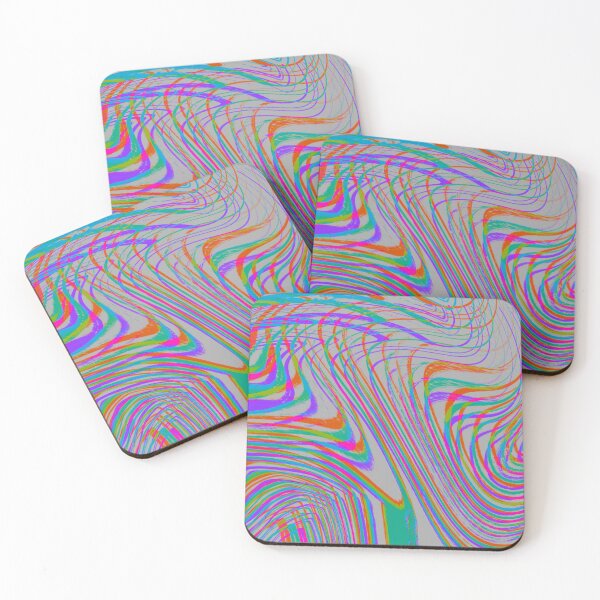 Item preview, Modern Liquid Swirl Abstract Pattern Square Vibrant Neon Tones and Grey Multicolor Design designed and sold by theprintedclub.