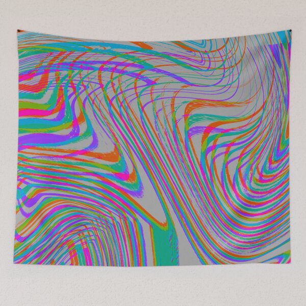 Item preview, Modern Liquid Swirl Abstract Pattern Square Vibrant Neon Tones and Grey Multicolor Design designed and sold by theprintedclub.