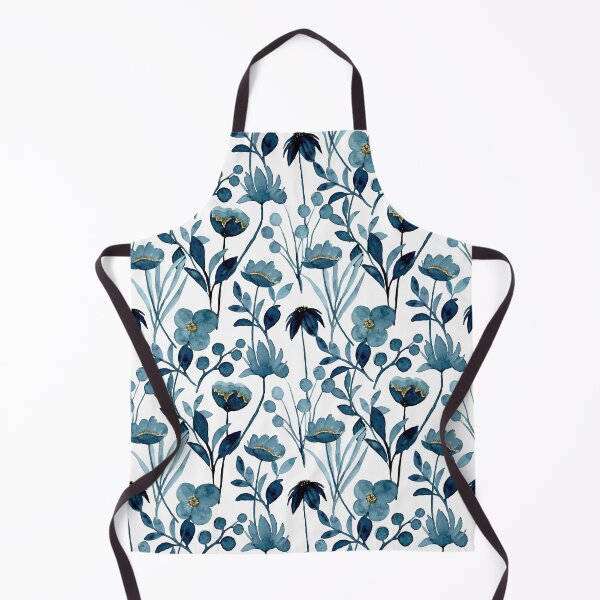 Item preview, Blue and gold floral print designed and sold by Corinne Alexa Jackson.