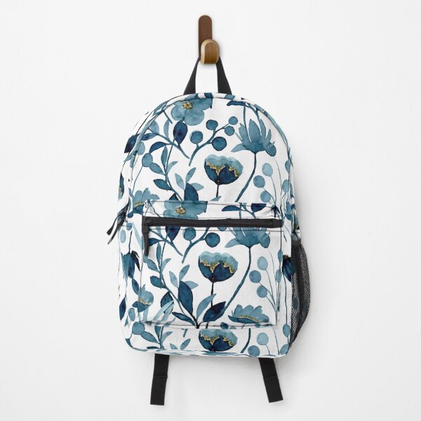 Item preview, Blue and gold floral print designed and sold by Corinne Alexa Jackson.