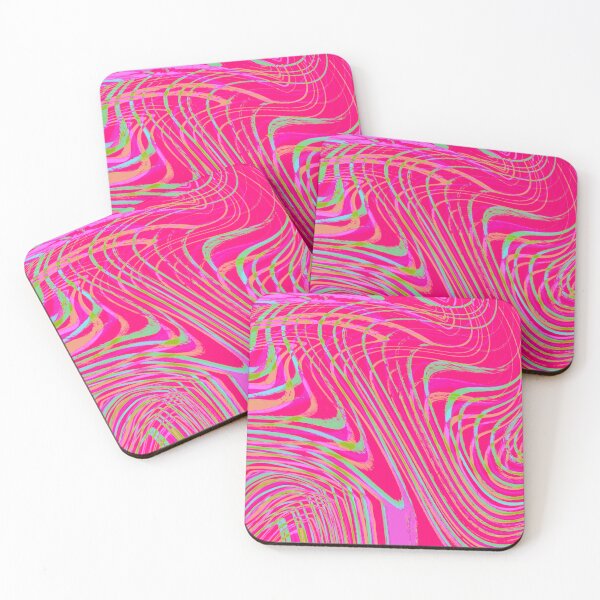 Item preview, Modern Liquid Swirl Abstract Pattern Square Vibrant Neon Tones and Hot Pink Multicolor Design designed and sold by theprintedclub.
