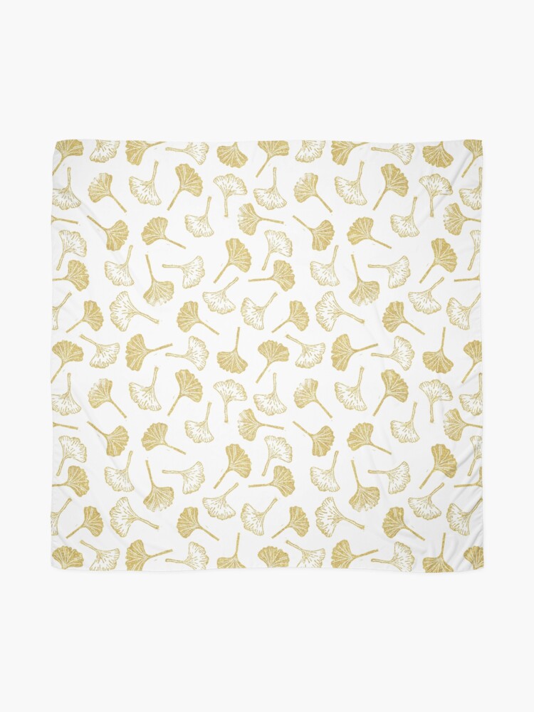 Alternate view of Ginkgo Biloba linocut pattern GLITTER GOLD Scarf