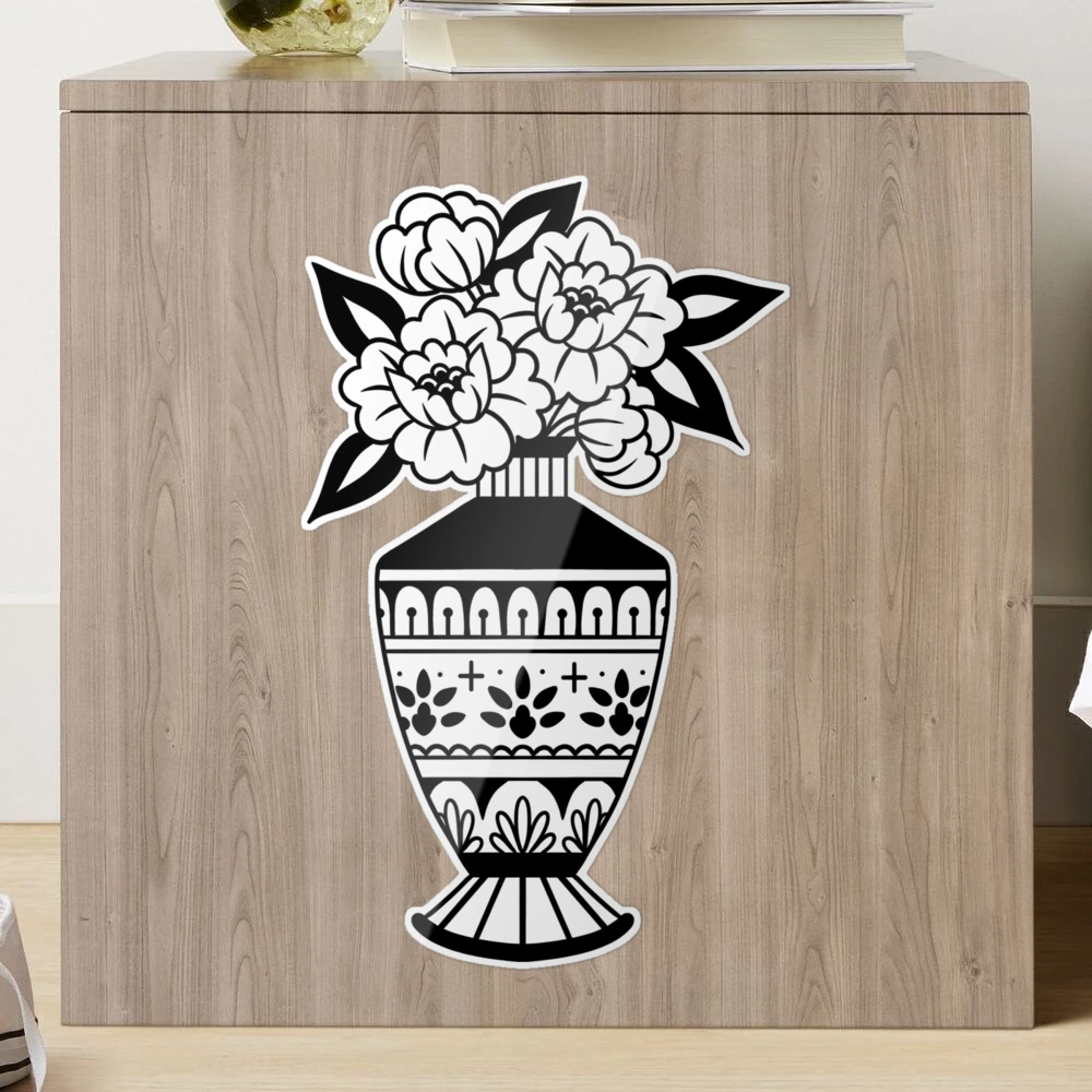 Acheter 1 pièces 58*118 cm argent Vase fleur Stickers muraux Art