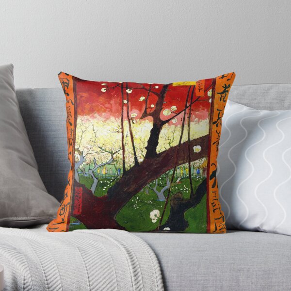 Van Gogh - Flowering Plum Orchard, after Hiroshige Throw Pillow