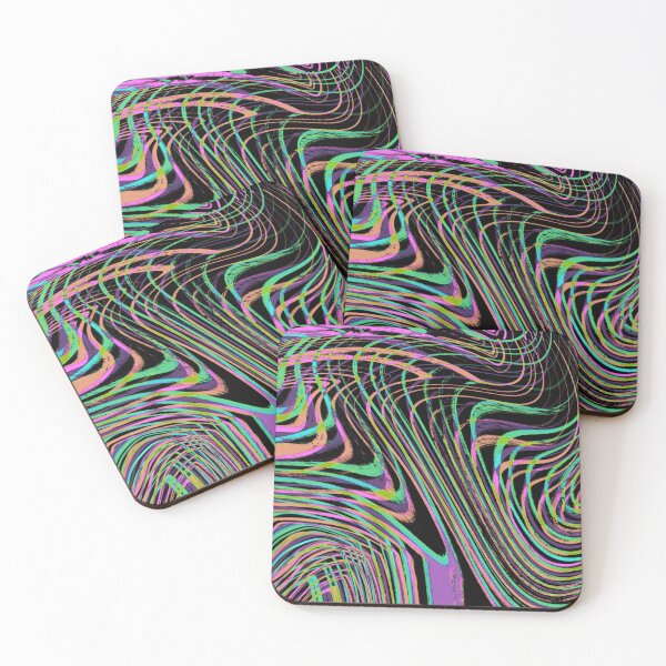 Item preview, Modern Liquid Swirl Abstract Pattern Square Vibrant Neon Tones, Neon Pink, Neon Green, Neon Blue, Purple, Pastel Orange and Black Multicolor Design designed and sold by theprintedclub.