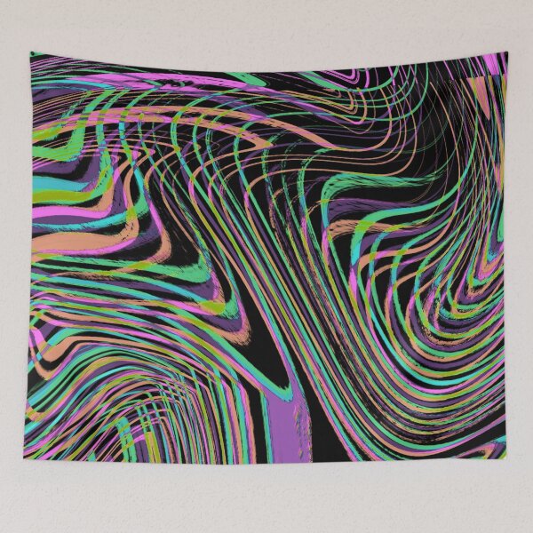 Item preview, Modern Liquid Swirl Abstract Pattern Square Vibrant Neon Tones, Neon Pink, Neon Green, Neon Blue, Purple, Pastel Orange and Black Multicolor Design designed and sold by theprintedclub.
