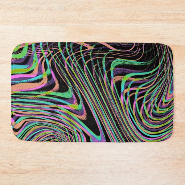 Item preview, Modern Liquid Swirl Abstract Pattern Square Vibrant Neon Tones, Neon Pink, Neon Green, Neon Blue, Purple, Pastel Orange and Black Multicolor Design designed and sold by theprintedclub.