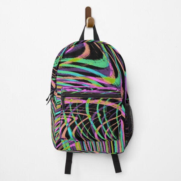 Item preview, Modern Liquid Swirl Abstract Pattern Square Vibrant Neon Tones, Neon Pink, Neon Green, Neon Blue, Purple, Pastel Orange and Black Multicolor Design designed and sold by theprintedclub.