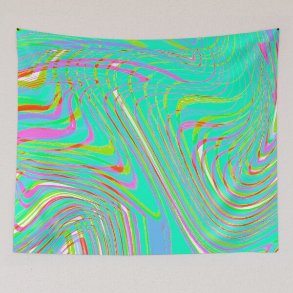 Item preview, Modern Liquid Swirl Abstract Pattern Square Vibrant Neon Tones, Red, Pink, Green, Lilac, Mint Green and White Multicolor Design designed and sold by theprintedclub.