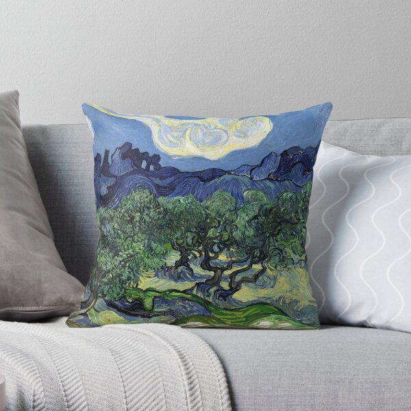 Vincent Van Gogh - Olive Trees in a Mountainous Landscape Throw Pillow