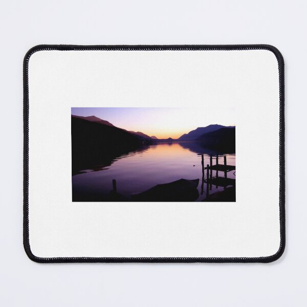 Item preview, Sonnenuntergang über See, ruhiger Seeufer mit Booten, Lugano Schweiz, Hermann Hesse, Montagnola designed and sold by MyRandomLifeTee.