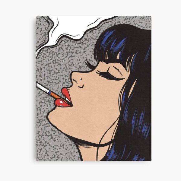 Smoking Comic Pop Art Girl Canvas Print
