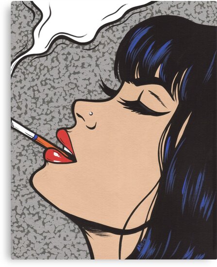  Smoking Comic Pop Art Girl Canvas Print by turddemon 