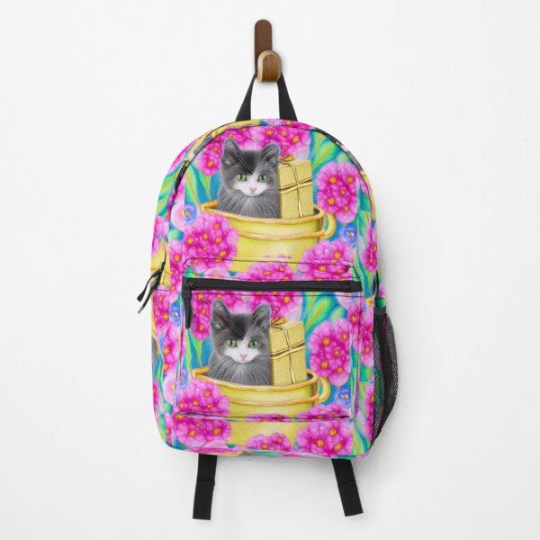 Item preview, Beautiful Fantasy Whimsical Cat Pastel Illustration with flowers in background designed and sold by ManifestoDesign.