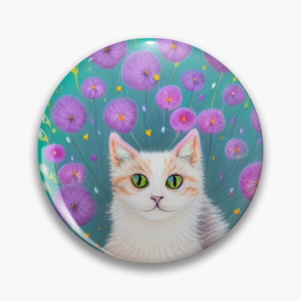 Item preview, Beautiful Fantasy Whimsical Cat Pastel Illustration with flowers in background designed and sold by ManifestoDesign.