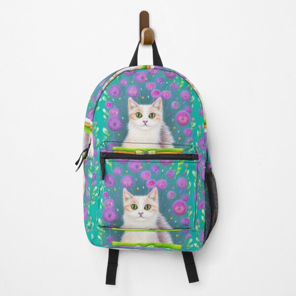 Item preview, Beautiful Fantasy Whimsical Cat Pastel Illustration with flowers in background designed and sold by ManifestoDesign.