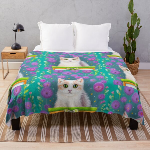 Item preview, Beautiful Fantasy Whimsical Cat Pastel Illustration with flowers in background designed and sold by ManifestoDesign.