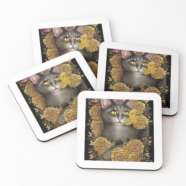 Item preview, Beautiful Fantasy Whimsical Cat Pastel Illustration with flowers in background designed and sold by ManifestoDesign.
