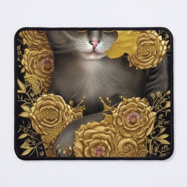 Item preview, Beautiful Fantasy Whimsical Cat Pastel Illustration with flowers in background designed and sold by ManifestoDesign.