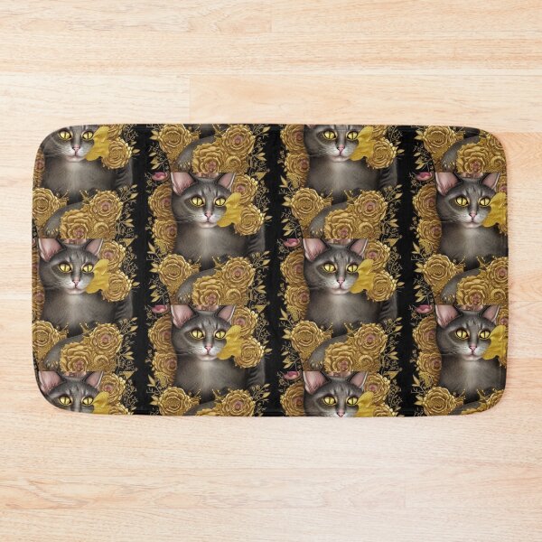 Item preview, Beautiful Fantasy Whimsical Cat Pastel Illustration with flowers in background designed and sold by ManifestoDesign.