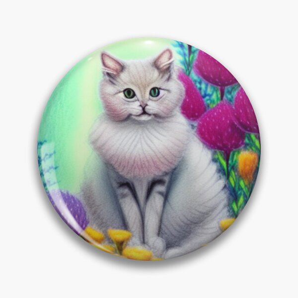 Item preview, Beautiful Fantasy Whimsical Cat Pastel Illustration with flowers in background designed and sold by ManifestoDesign.