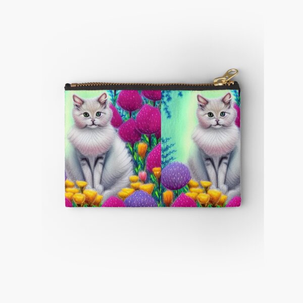 Item preview, Beautiful Fantasy Whimsical Cat Pastel Illustration with flowers in background designed and sold by ManifestoDesign.