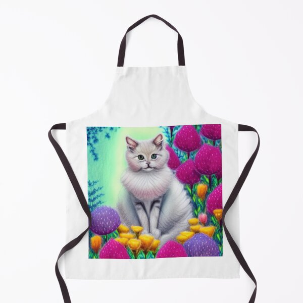 Item preview, Beautiful Fantasy Whimsical Cat Pastel Illustration with flowers in background designed and sold by ManifestoDesign.