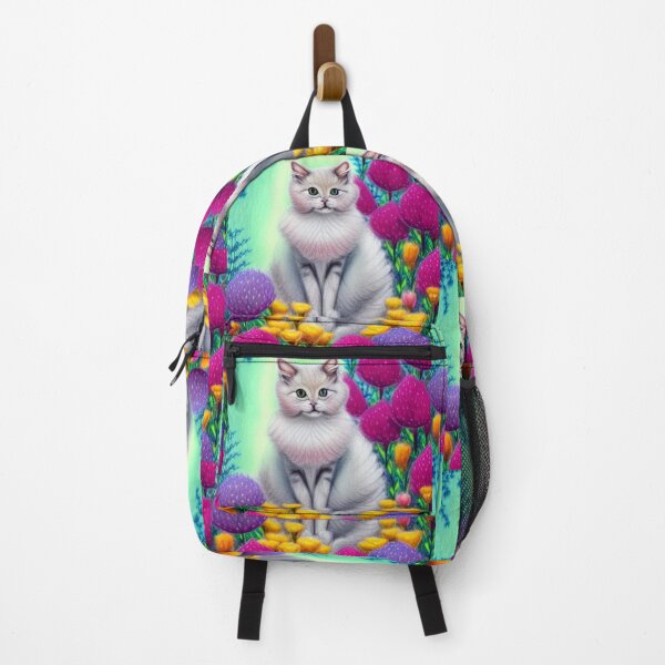 Item preview, Beautiful Fantasy Whimsical Cat Pastel Illustration with flowers in background designed and sold by ManifestoDesign.