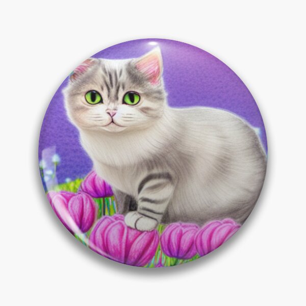 Item preview, Beautiful Fantasy Whimsical Cat Pastel Illustration with flowers in background designed and sold by ManifestoDesign.