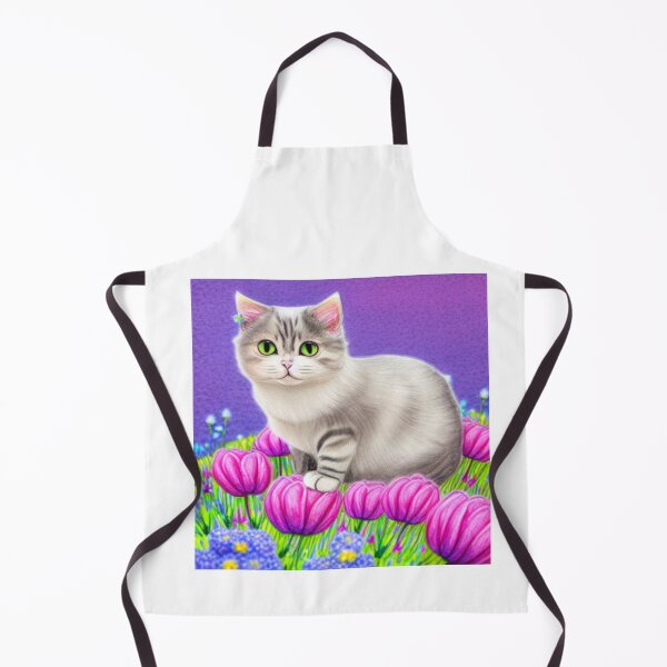 Item preview, Beautiful Fantasy Whimsical Cat Pastel Illustration with flowers in background designed and sold by ManifestoDesign.