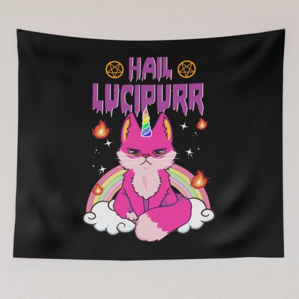 Item preview, Cute & Funny Satanic Hail Lucipurr Rainbow Emo Cat designed and sold by JoinChristabel.