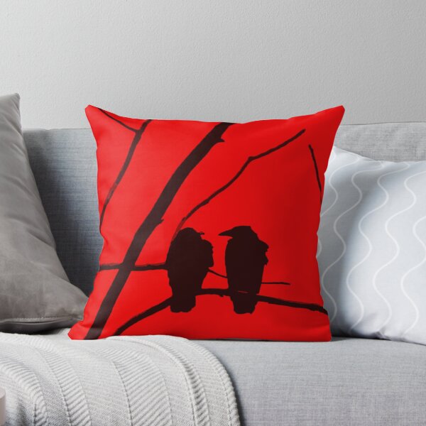 Love Birds Maybe Red and Black Design Throw Pillow
