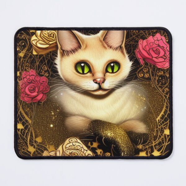 Item preview, Beautiful Fantasy Whimsical Cat Pastel Illustration with flowers in background designed and sold by ManifestoDesign.