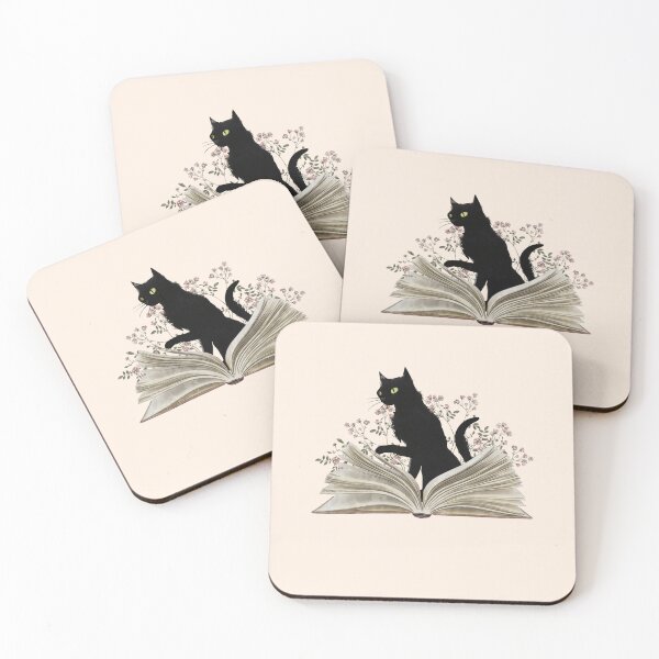 Item preview, Cat reading a book, watercolor style, flowers growing from book, cats end books lovers designed and sold by Collagedream.