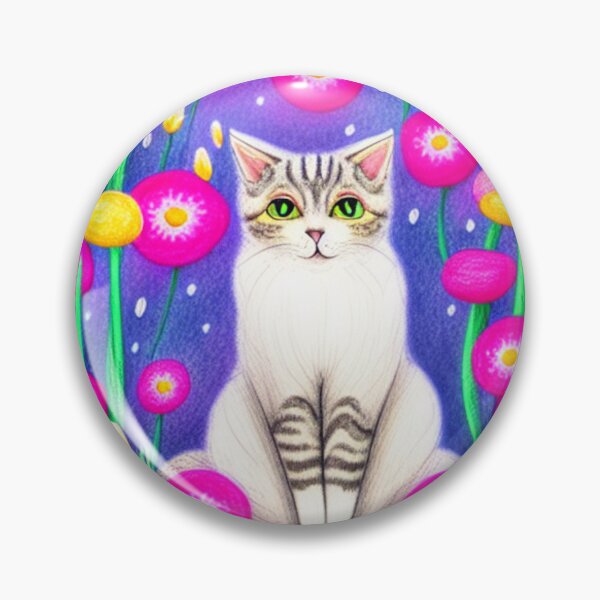 Item preview, Beautiful Fantasy Whimsical Cat Pastel Illustration with flowers in background designed and sold by ManifestoDesign.