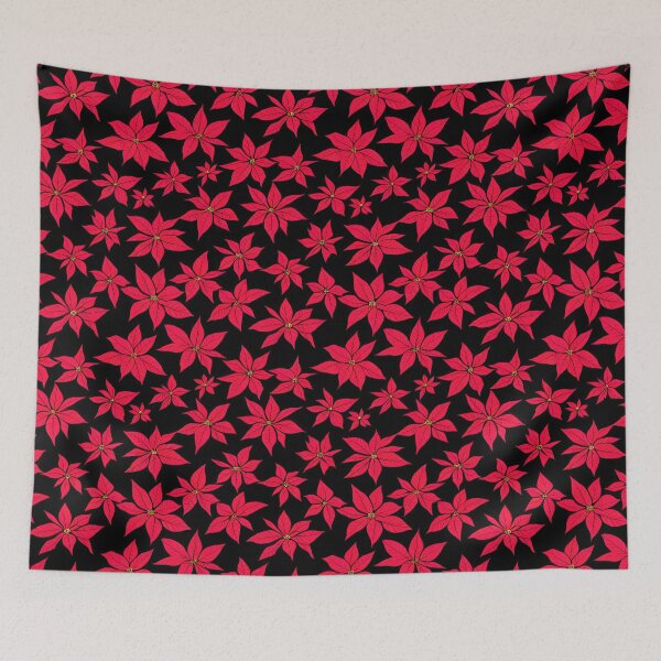Item preview, Red Poinsettia on a Dark Background Simple Minimal Christmas Pattern designed and sold by ClairesPatterns.