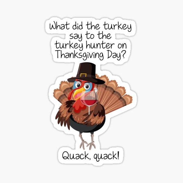 "Turkey Jokes Thanksgiving funny holiday humor puns" Sticker for Sale