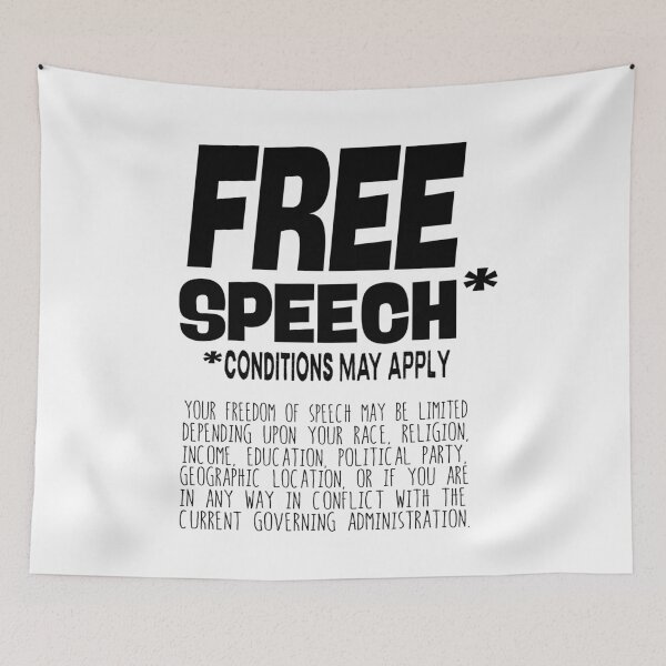 Item preview, Free Speech - Conditions Apply - Black Text designed and sold by WordBubble.
