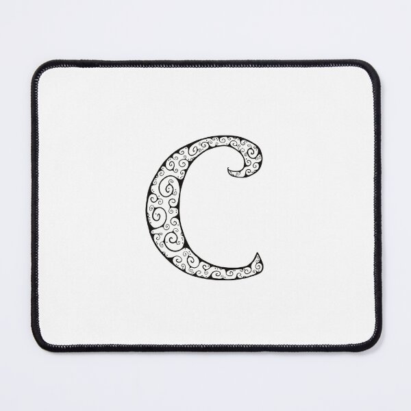 Item preview, Capital Letter C - black line drawing spirals - white background designed and sold by Krista Robertson.
