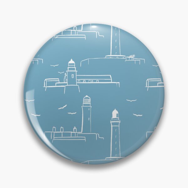 Item preview, Lighthouses Pattern Version 6 - White on Light Blue designed and sold by seasprayart.